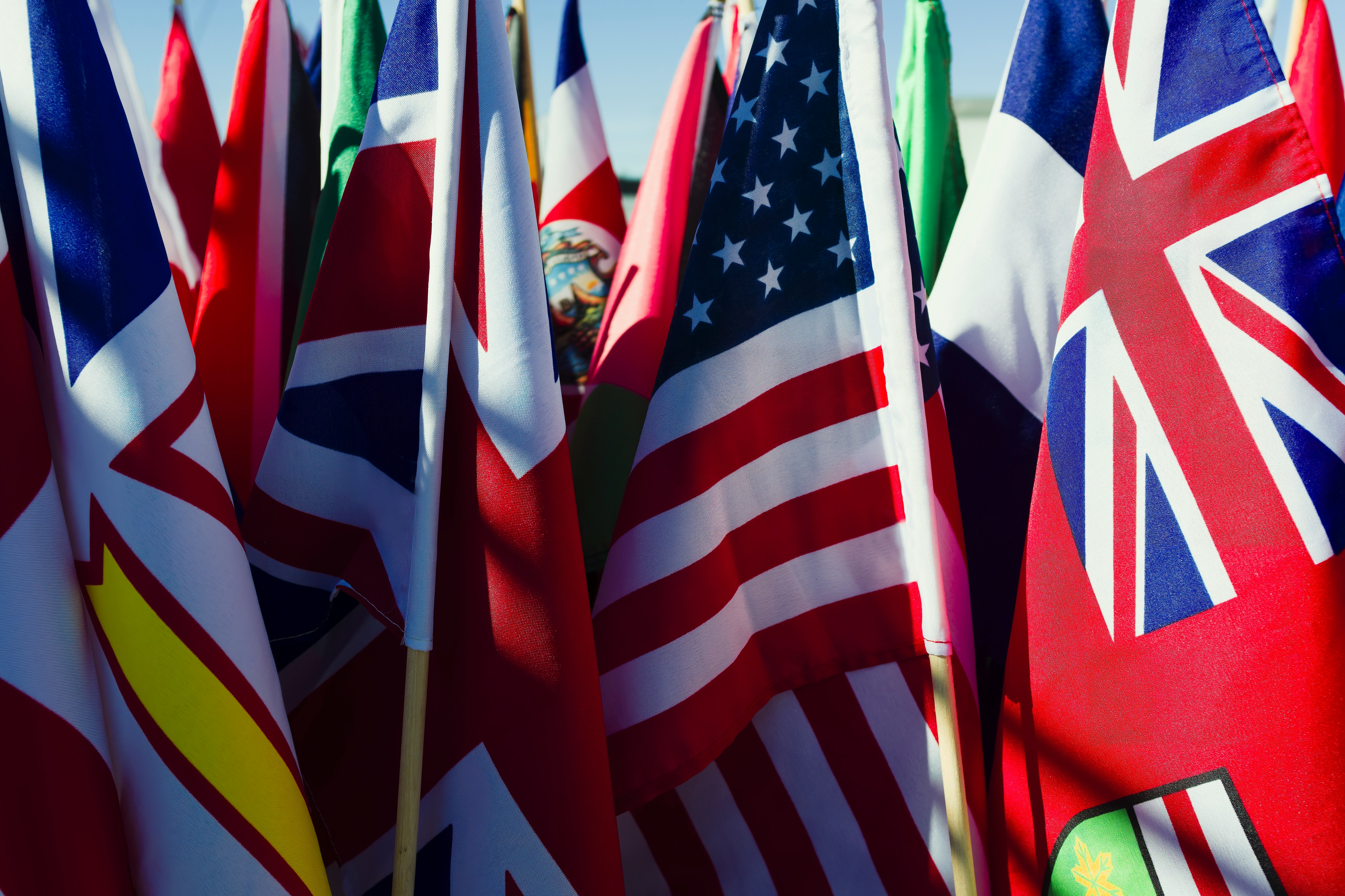 Various international flags displayed together