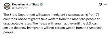 State Dept. Pauses Immigrant Visas For 75 Countries