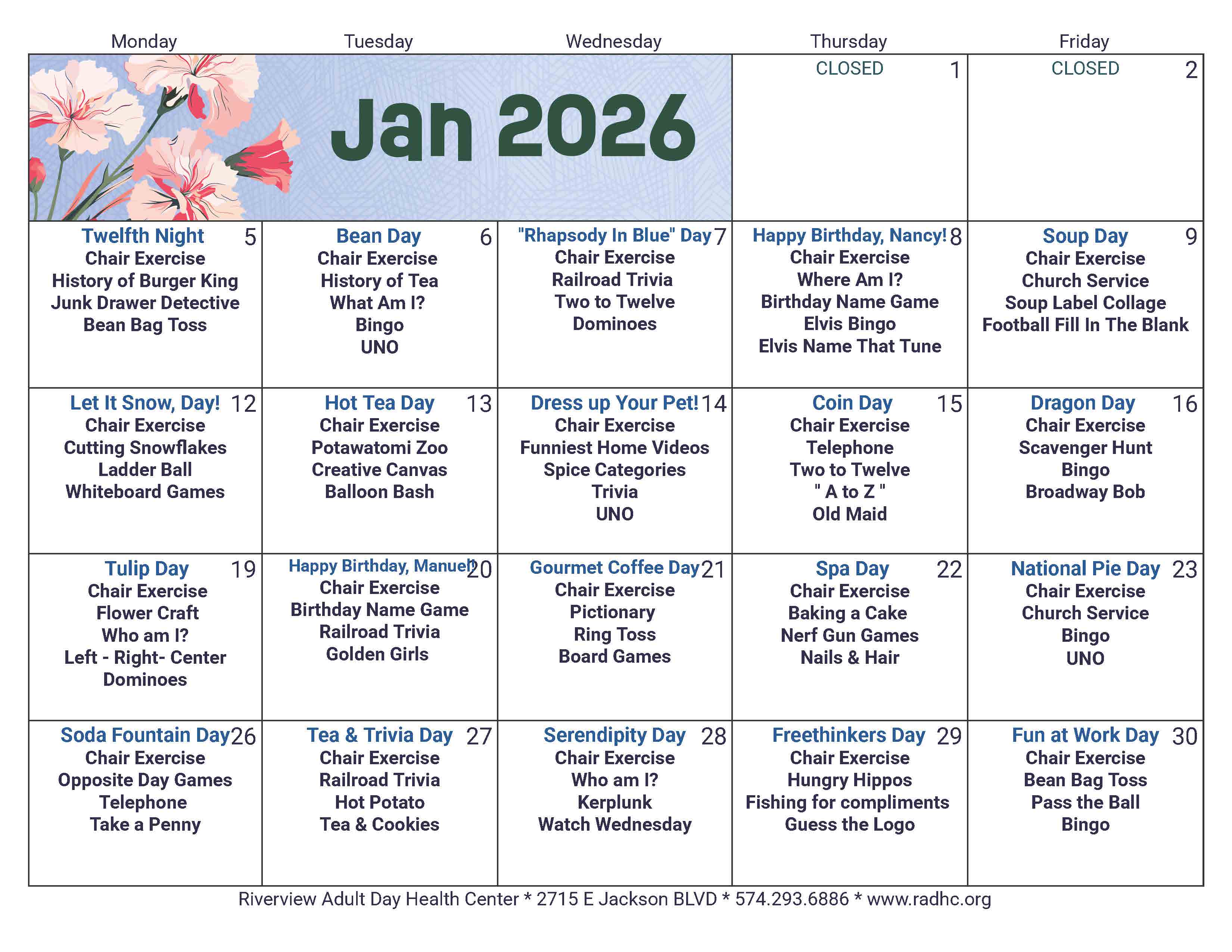 January 2026 Activities