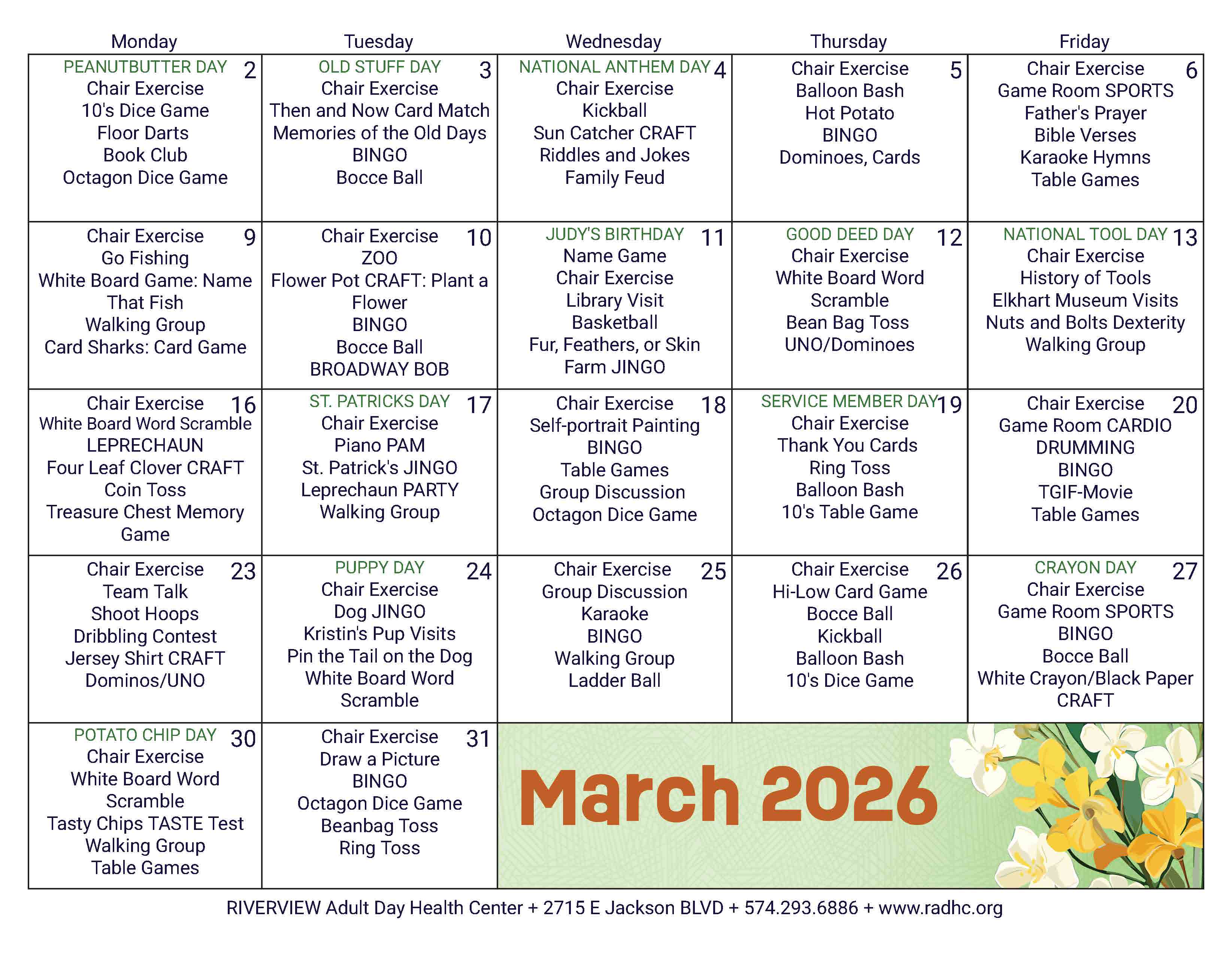 RADHC March 2026 Activities