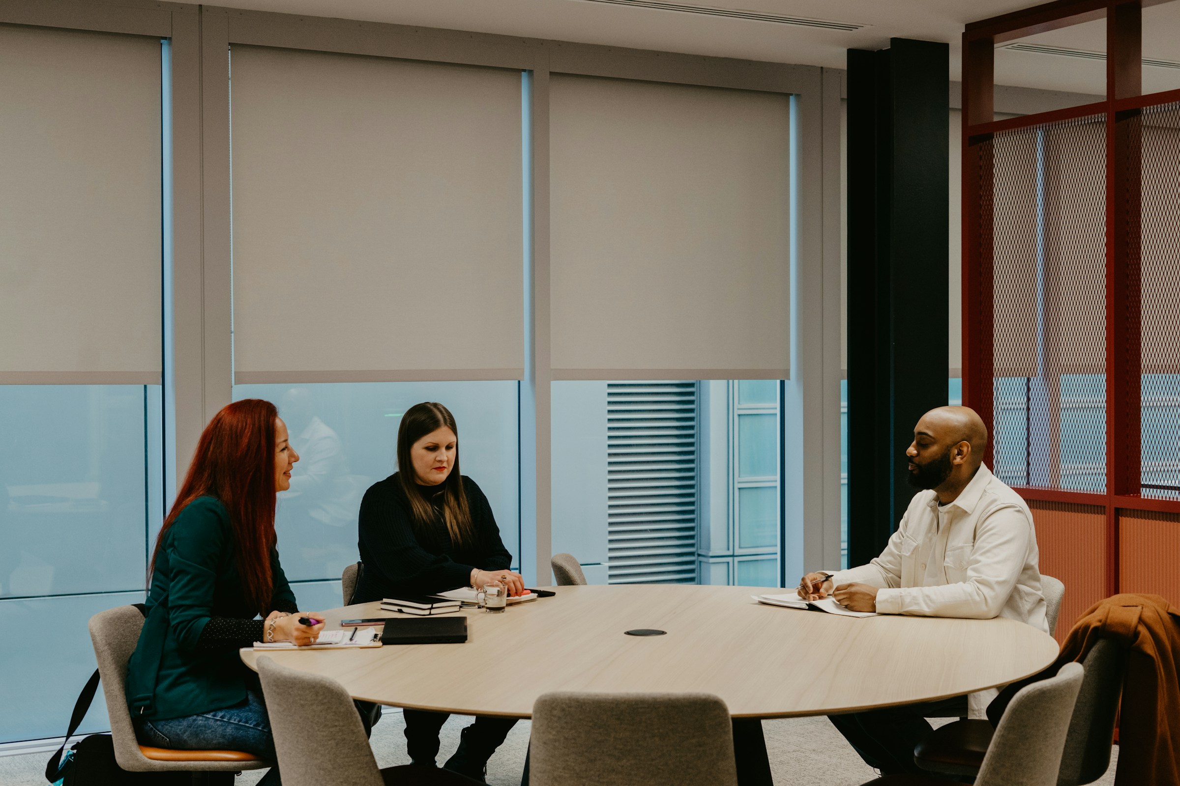 Doctor presenting to a team of colleagues in a bright conference room