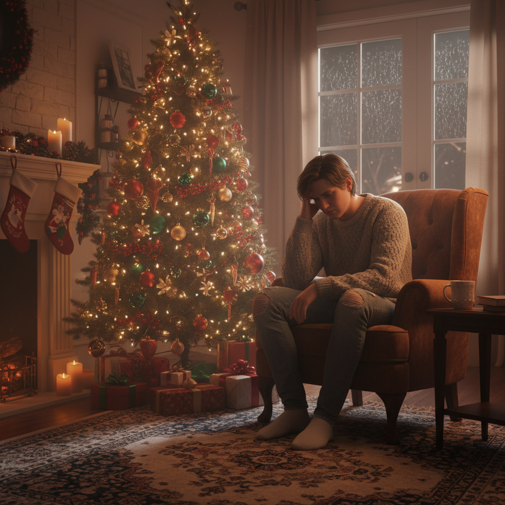 A group of people are sitting in a circle with their hands on their knees.