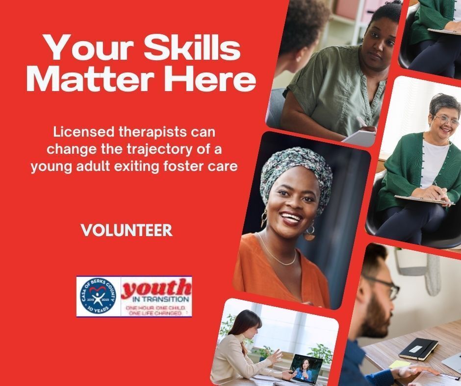 Volunteer Therapists Needed for CASA Berks Youth in Transition Program