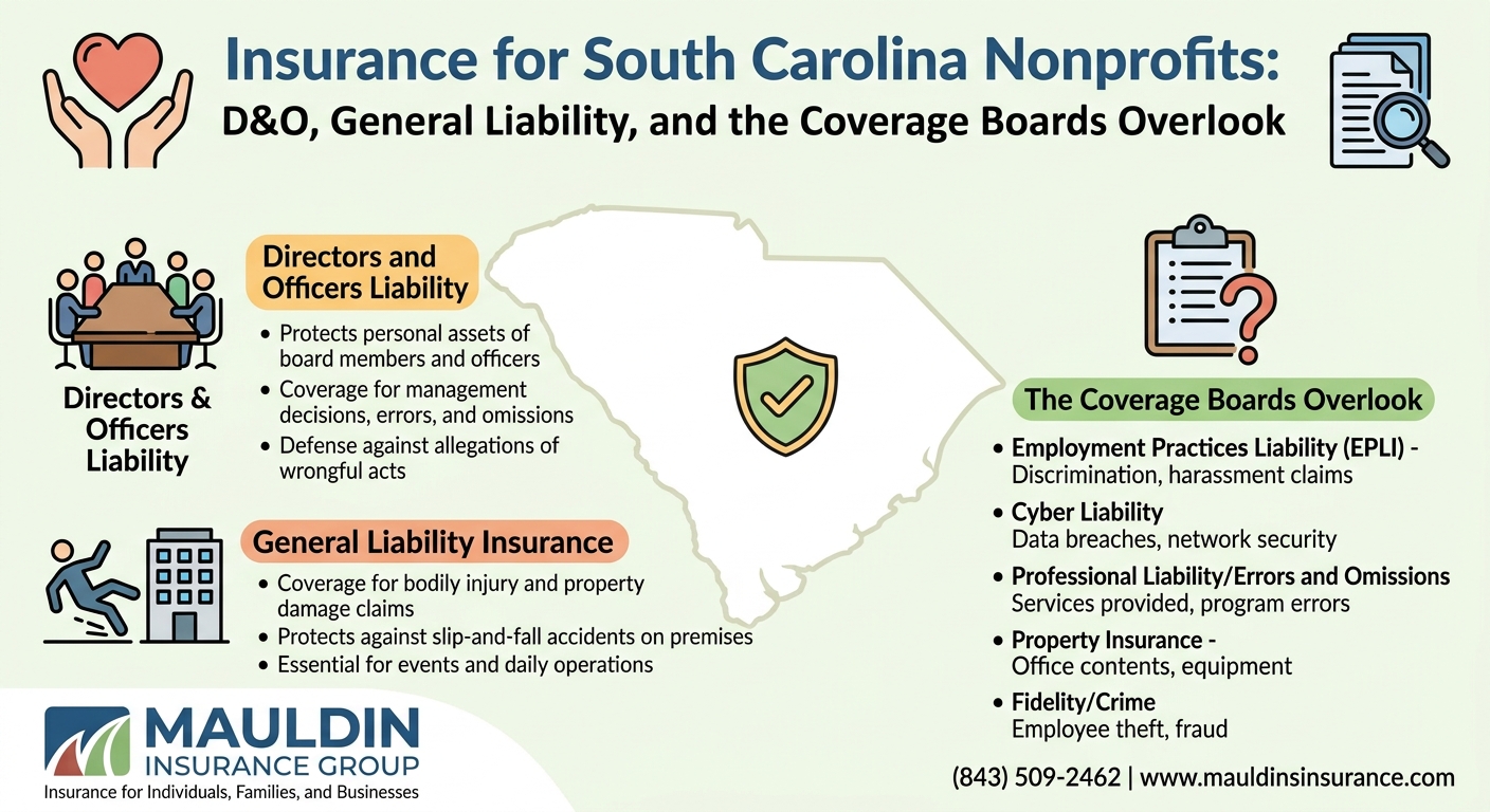 Insurance for South Carolina Nonprofits: D&O, General Liability, and the Coverage Boards Overlook