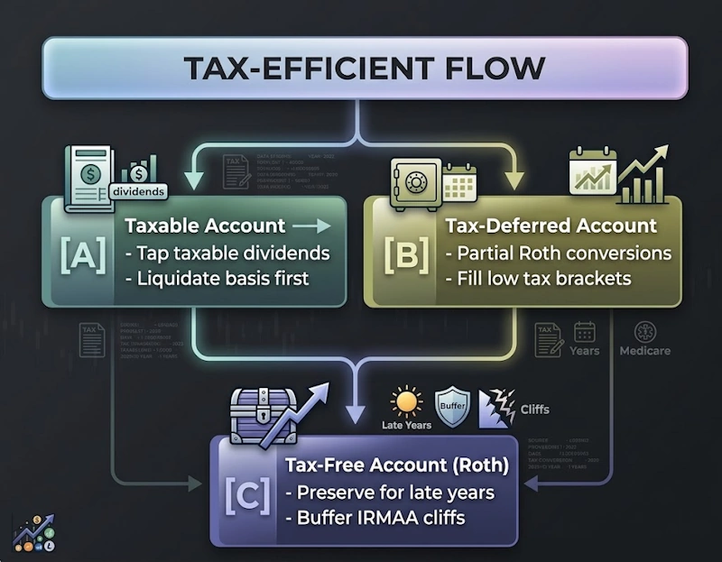 Tax Efficient Flow Taxable Investment Accounts Tax Deferred Accounts and Tax Free Accounts