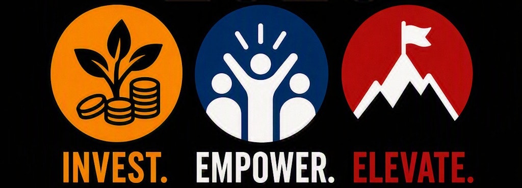 Invest. Empower. Elevate. United Way Campaign Logo.