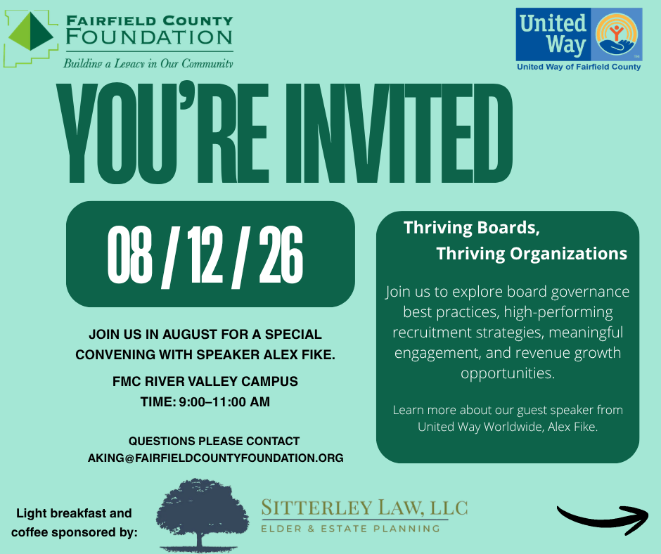 Thriving Boards, Thriving Organizations nonprofit convening happening on August, 12th at Fairfield Medical Centers River Valley Campus from 9:00 AM to 11:00 AM