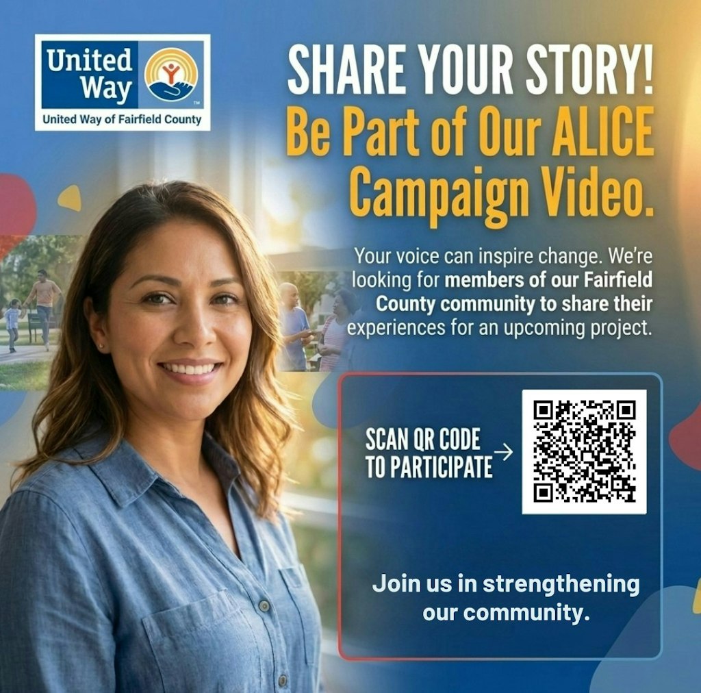 Share your Alice Story. Be part of our ALICE Campaign video. Your voice can inspire change. We're looking for members of our Fairfield County community to share their experiences for an upcoming project.